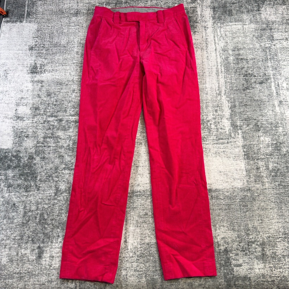 Brooks Brothers Corduroy Pants Mens 30x32 Hot Pink Wide Wale Trouser Fun Party